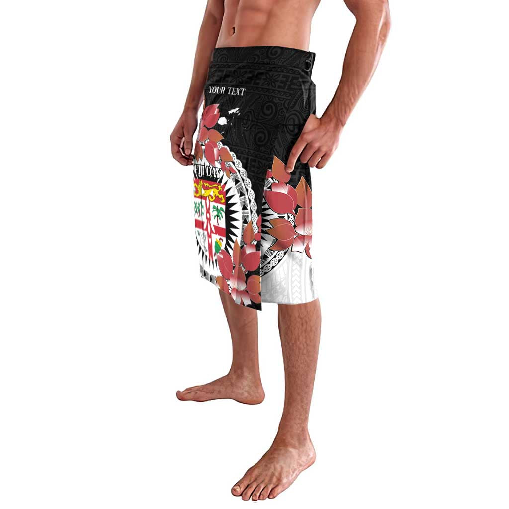 Personalised Fiji Day Lavalava Fijian Tapa Pattern Mix Tagimoucia - Black Version LT14 - Polynesian Pride