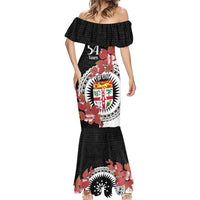Personalised Fiji Day Mermaid Dress Fijian Tapa Pattern Mix Tagimoucia - Black Version LT14 - Polynesian Pride