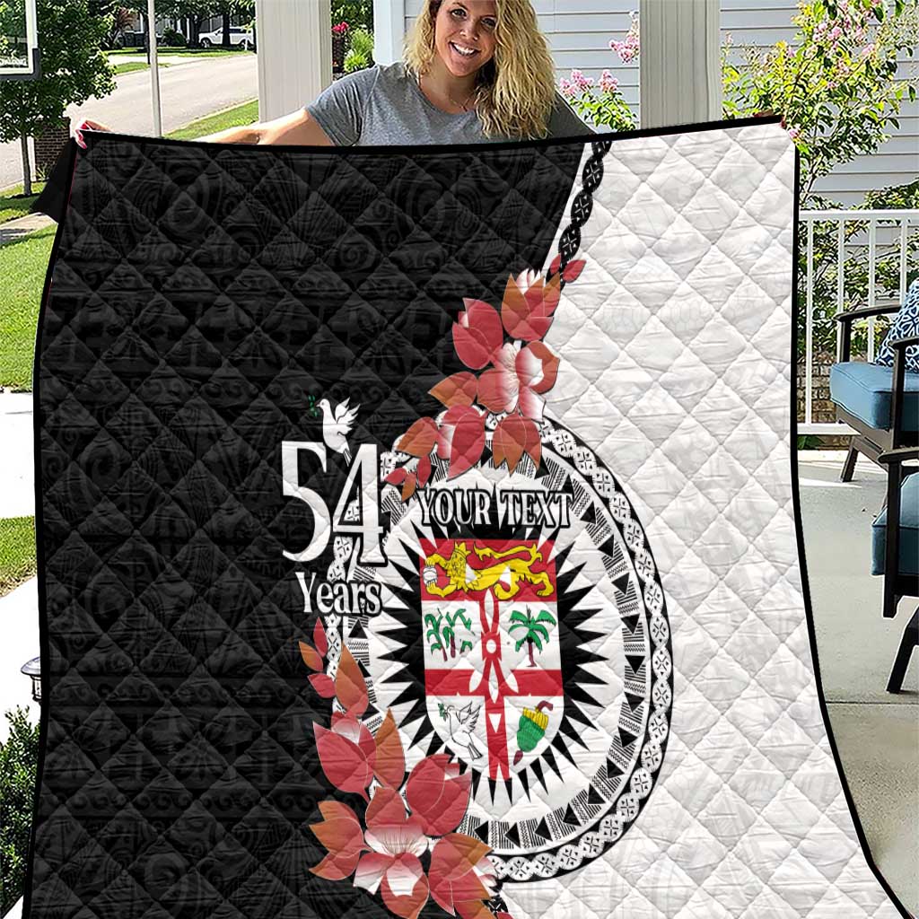 Personalised Fiji Day Quilt Fijian Tapa Pattern Mix Tagimoucia - Black Version LT14 Black - Polynesian Pride