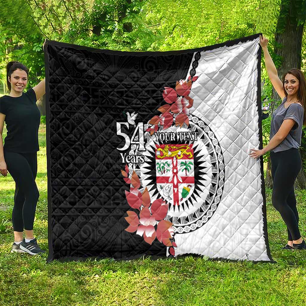Personalised Fiji Day Quilt Fijian Tapa Pattern Mix Tagimoucia - Black Version LT14 - Polynesian Pride