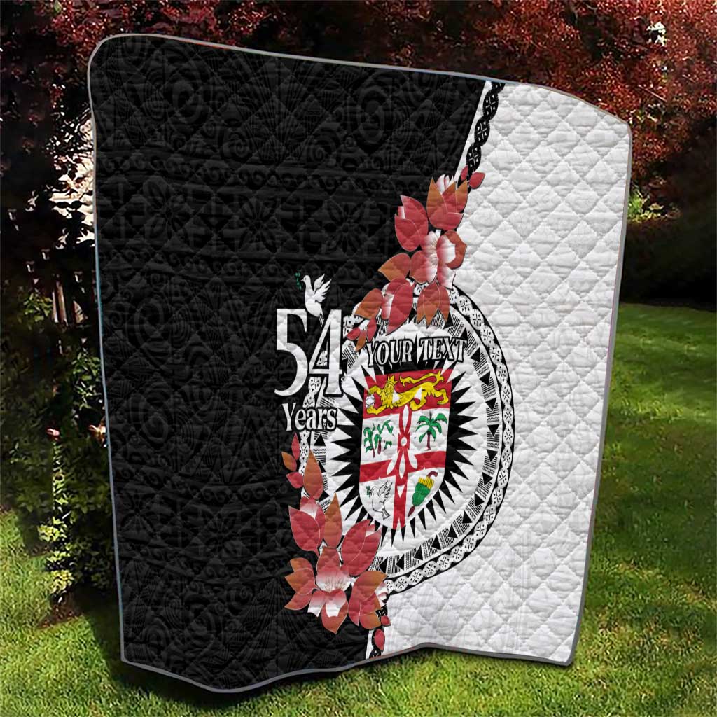 Personalised Fiji Day Quilt Fijian Tapa Pattern Mix Tagimoucia - Black Version LT14 - Polynesian Pride