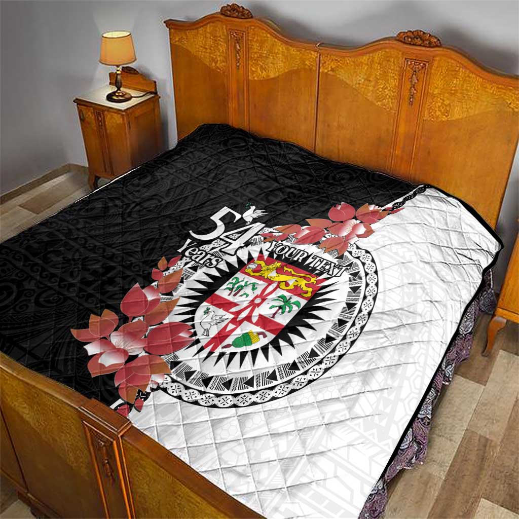 Personalised Fiji Day Quilt Fijian Tapa Pattern Mix Tagimoucia - Black Version LT14 - Polynesian Pride