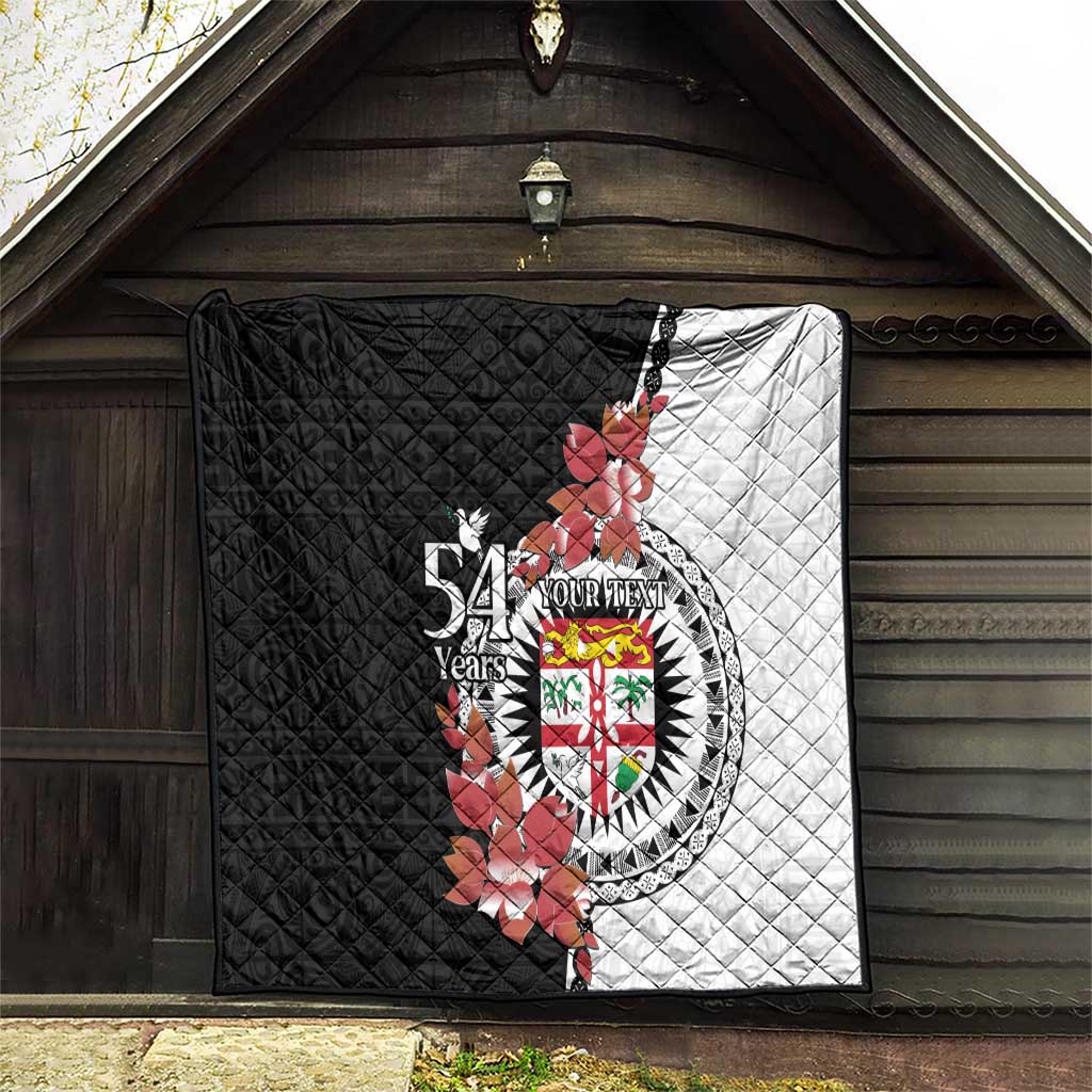 Personalised Fiji Day Quilt Fijian Tapa Pattern Mix Tagimoucia - Black Version LT14 - Polynesian Pride