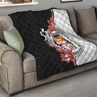Personalised Fiji Day Quilt Fijian Tapa Pattern Mix Tagimoucia - Black Version LT14 - Polynesian Pride