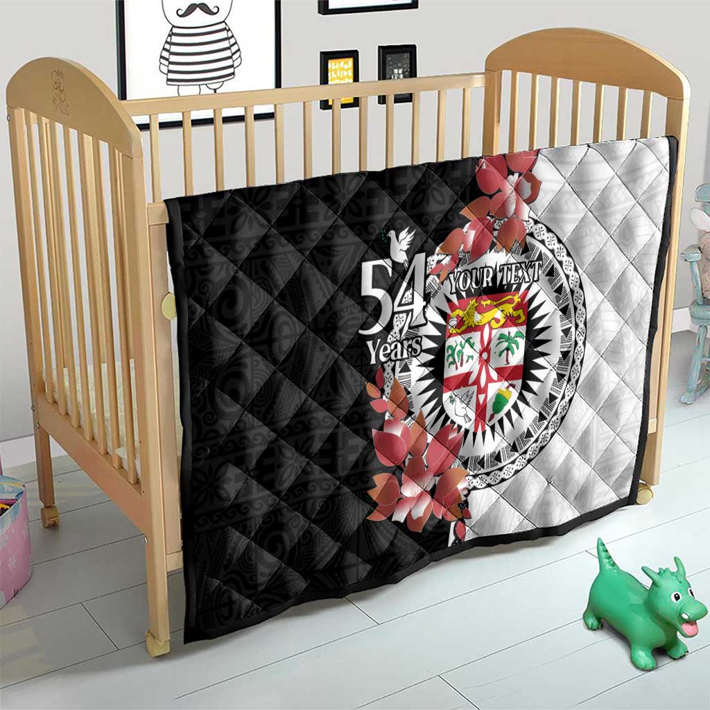 Personalised Fiji Day Quilt Fijian Tapa Pattern Mix Tagimoucia - Black Version LT14 - Polynesian Pride