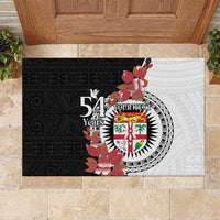 Personalised Fiji Day Rubber Doormat Fijian Tapa Pattern Mix Tagimoucia - Black Version LT14 Black - Polynesian Pride