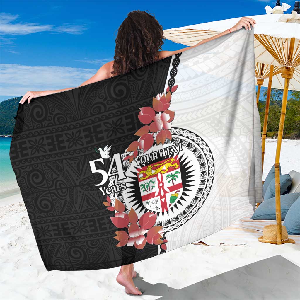 Personalised Fiji Day Sarong Fijian Tapa Pattern Mix Tagimoucia - Black Version LT14 One Size 44 x 66 inches Black - Polynesian Pride