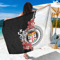 Personalised Fiji Day Sarong Fijian Tapa Pattern Mix Tagimoucia - Black Version LT14 One Size 44 x 66 inches Black - Polynesian Pride