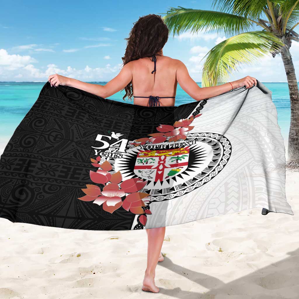 Personalised Fiji Day Sarong Fijian Tapa Pattern Mix Tagimoucia - Black Version LT14 - Polynesian Pride