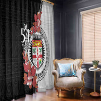 Personalised Fiji Day Window Curtain Fijian Tapa Pattern Mix Tagimoucia - Black Version LT14 - Polynesian Pride