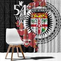Personalised Fiji Day Window Curtain Fijian Tapa Pattern Mix Tagimoucia - Black Version LT14 - Polynesian Pride
