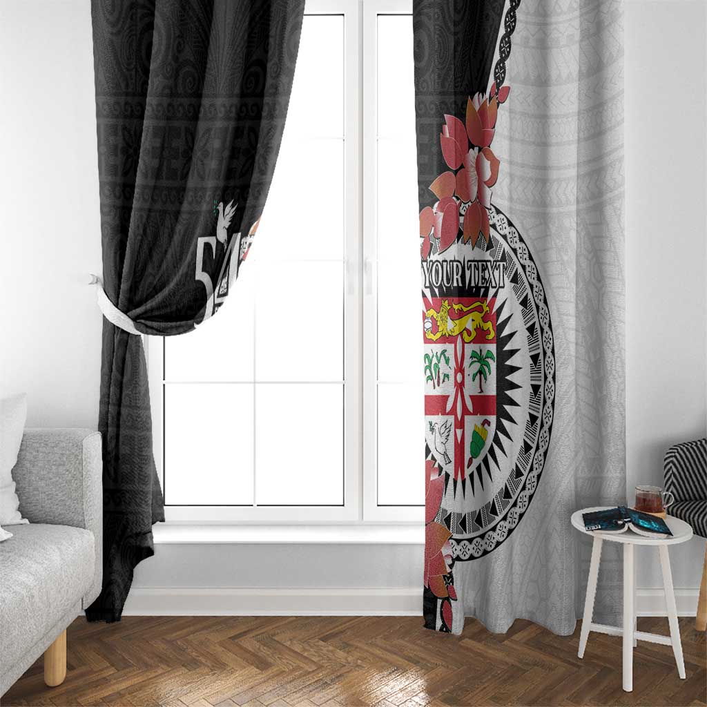 Personalised Fiji Day Window Curtain Fijian Tapa Pattern Mix Tagimoucia - Black Version LT14 - Polynesian Pride