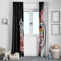 Personalised Fiji Day Window Curtain Fijian Tapa Pattern Mix Tagimoucia - Black Version LT14 - Polynesian Pride