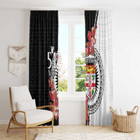 Personalised Fiji Day Window Curtain Fijian Tapa Pattern Mix Tagimoucia - Black Version LT14 - Polynesian Pride