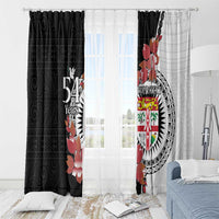 Personalised Fiji Day Window Curtain Fijian Tapa Pattern Mix Tagimoucia - Black Version LT14 - Polynesian Pride