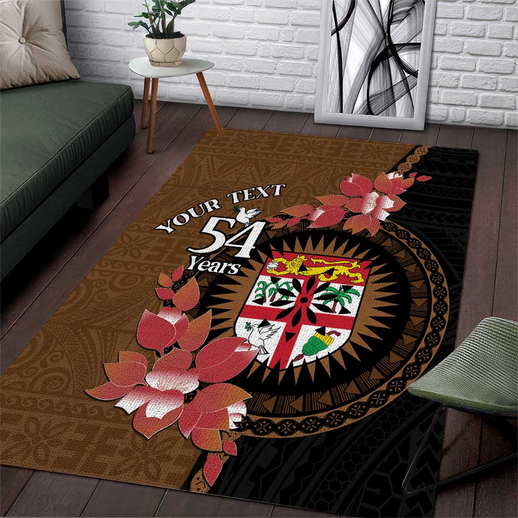 Personalised Fiji Day Area Rug Fijian Tapa Pattern Mix Tagimoucia - Brown Version LT14 Brown - Polynesian Pride
