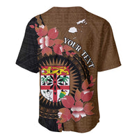 Personalised Fiji Day Baseball Jersey Fijian Tapa Pattern Mix Tagimoucia - Brown Version LT14 - Polynesian Pride