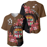 Personalised Fiji Day Baseball Jersey Fijian Tapa Pattern Mix Tagimoucia - Brown Version LT14 - Polynesian Pride