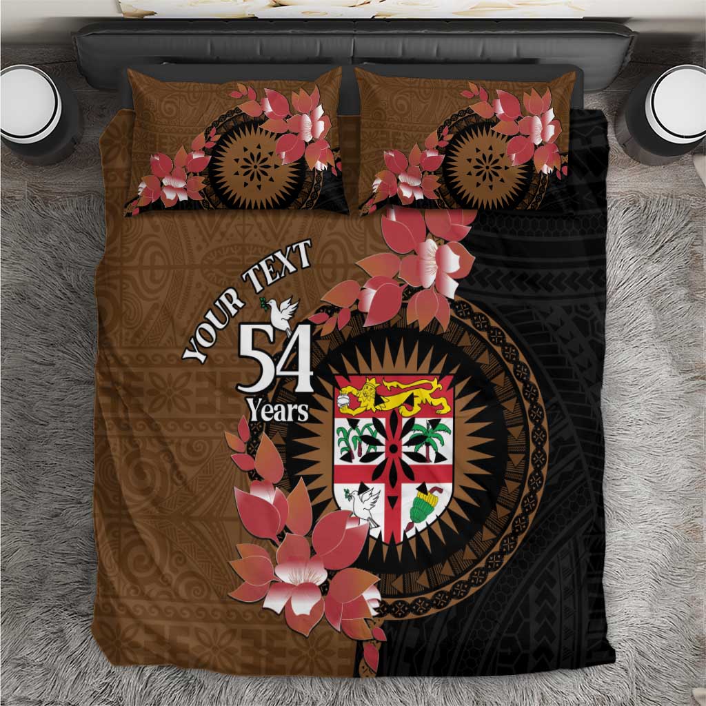 Personalised Fiji Day Bedding Set Fijian Tapa Pattern Mix Tagimoucia - Brown Version LT14 Brown - Polynesian Pride