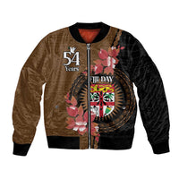 Personalised Fiji Day Bomber Jacket Fijian Tapa Pattern Mix Tagimoucia - Brown Version LT14 Unisex Brown - Polynesian Pride