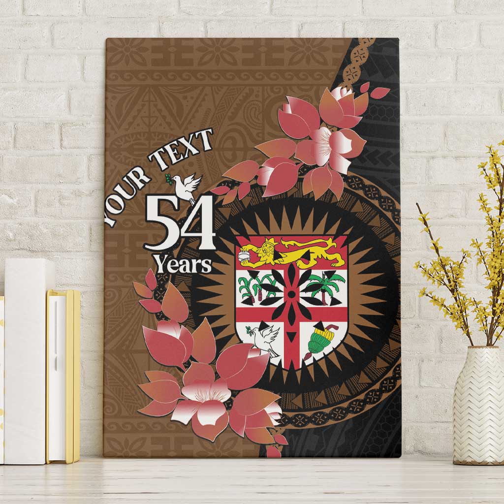 Personalised Fiji Day Canvas Wall Art Fijian Tapa Pattern Mix Tagimoucia - Brown Version LT14 Without Frame Brown - Polynesian Pride