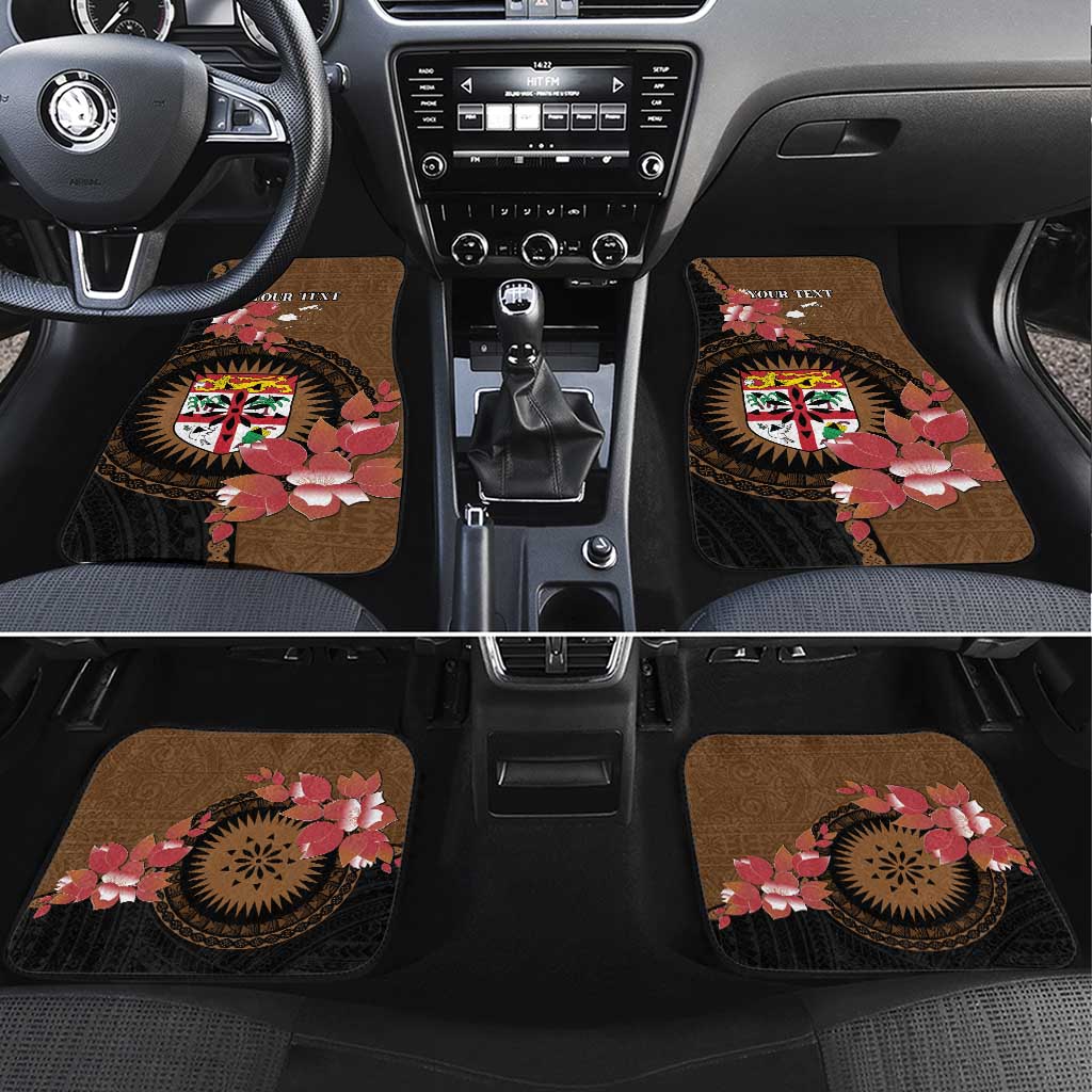 Personalised Fiji Day Car Mats Fijian Tapa Pattern Mix Tagimoucia - Brown Version LT14 Set 4pcs Brown - Polynesian Pride