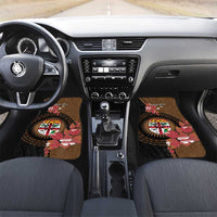 Personalised Fiji Day Car Mats Fijian Tapa Pattern Mix Tagimoucia - Brown Version LT14 Set 2pcs - Front Brown - Polynesian Pride