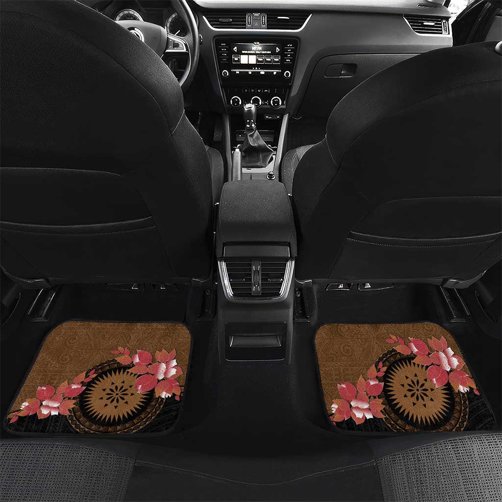 Personalised Fiji Day Car Mats Fijian Tapa Pattern Mix Tagimoucia - Brown Version LT14 Set 2pcs - Back Brown - Polynesian Pride