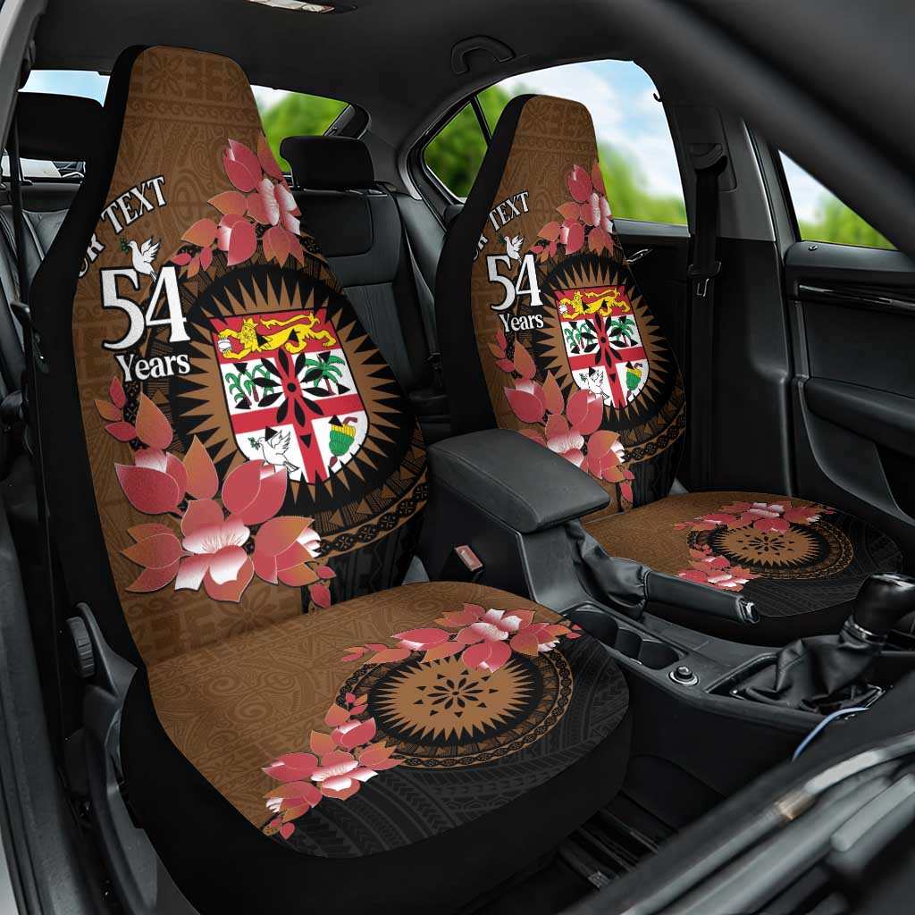 Personalised Fiji Day Car Seat Cover Fijian Tapa Pattern Mix Tagimoucia - Brown Version LT14 One Size Brown - Polynesian Pride