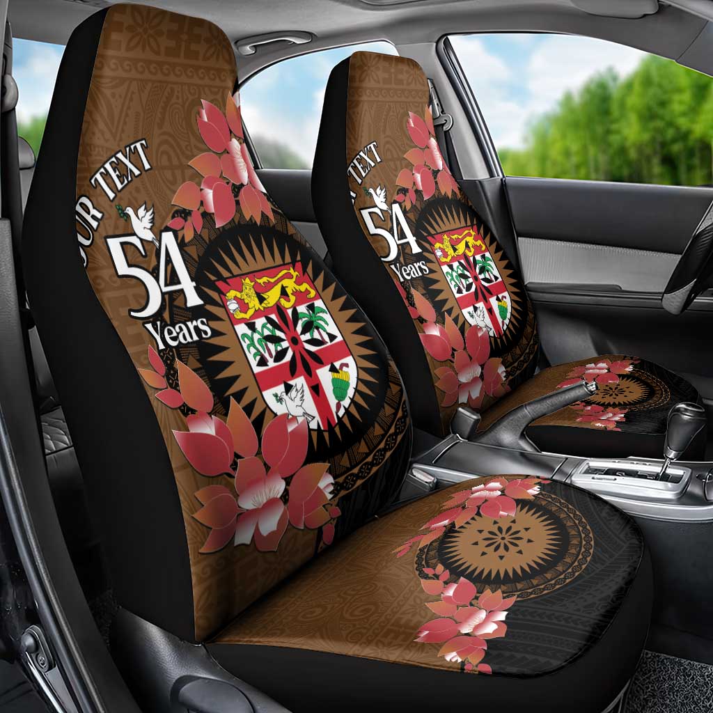 Personalised Fiji Day Car Seat Cover Fijian Tapa Pattern Mix Tagimoucia - Brown Version LT14 - Polynesian Pride