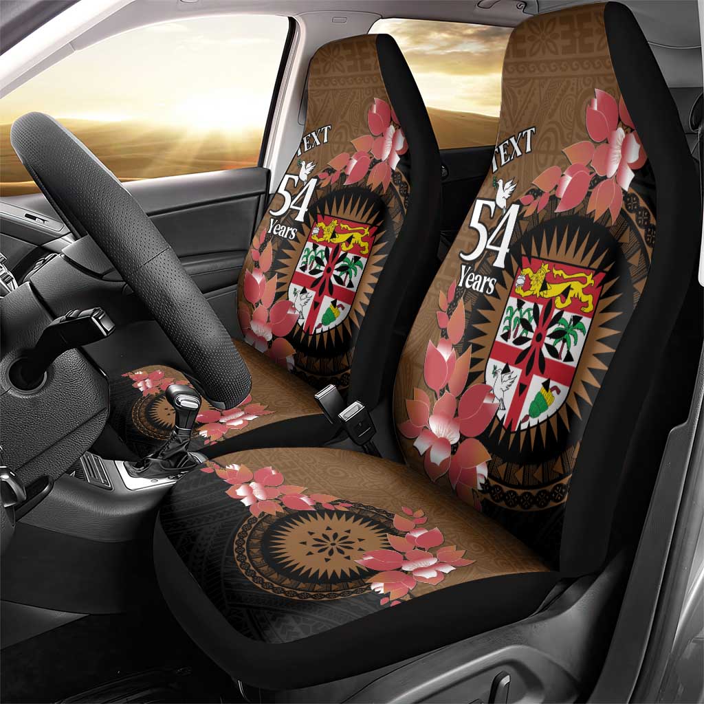 Personalised Fiji Day Car Seat Cover Fijian Tapa Pattern Mix Tagimoucia - Brown Version LT14 - Polynesian Pride