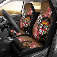 Personalised Fiji Day Car Seat Cover Fijian Tapa Pattern Mix Tagimoucia - Brown Version LT14 - Polynesian Pride