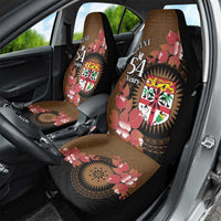 Personalised Fiji Day Car Seat Cover Fijian Tapa Pattern Mix Tagimoucia - Brown Version LT14 - Polynesian Pride