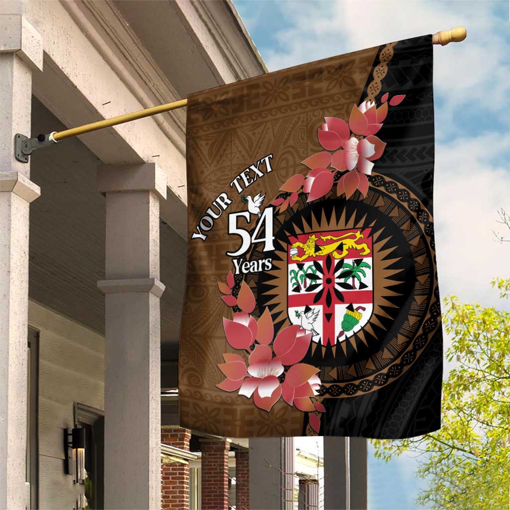 Personalised Fiji Day Garden Flag Fijian Tapa Pattern Mix Tagimoucia - Brown Version LT14 House Flag Brown - Polynesian Pride