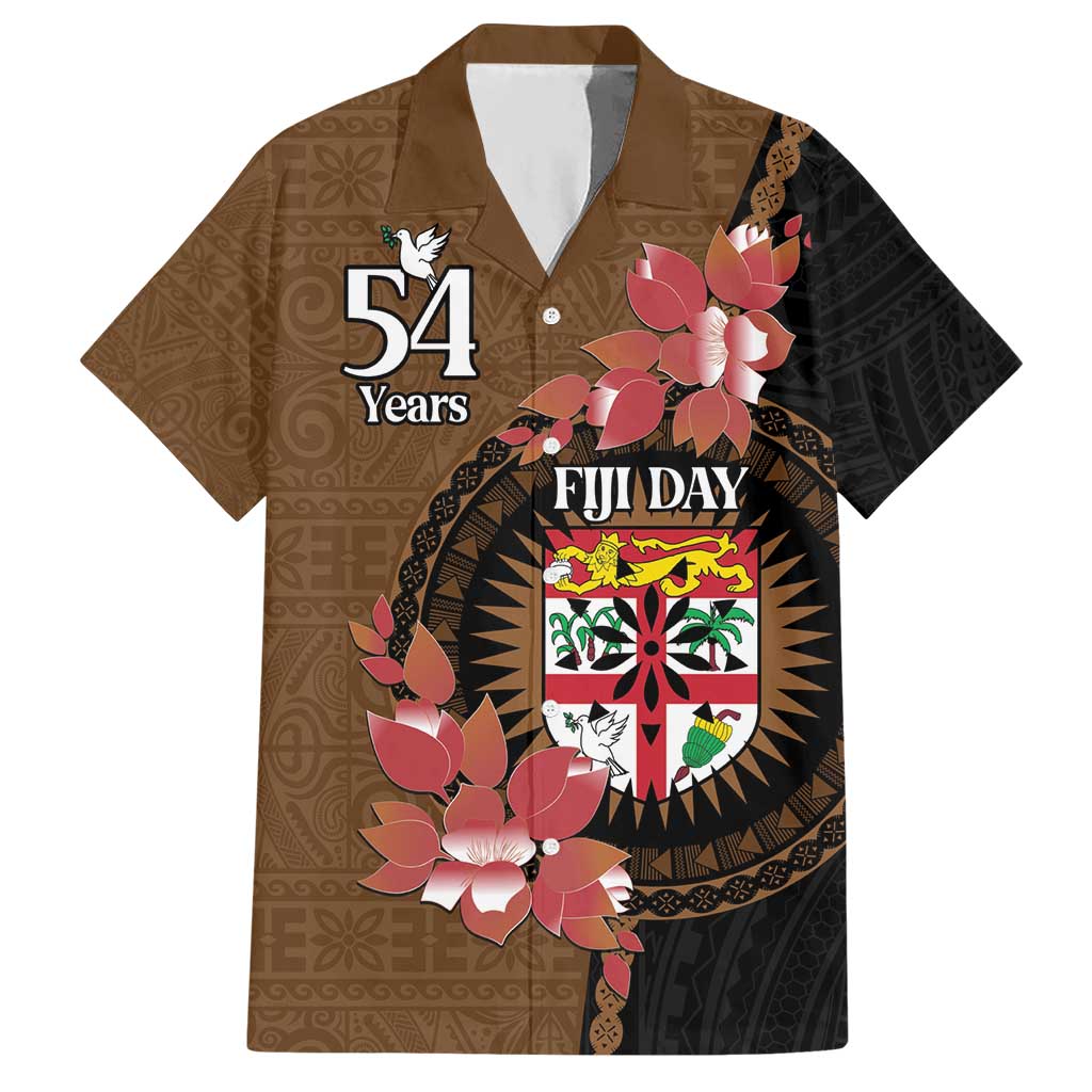 Personalised Fiji Day Hawaiian Shirt Fijian Tapa Pattern Mix Tagimoucia - Brown Version LT14 Brown - Polynesian Pride