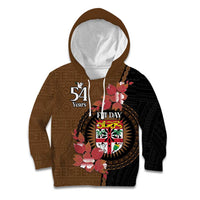 Personalised Fiji Day Kid Hoodie Fijian Tapa Pattern Mix Tagimoucia - Brown Version LT14 Hoodie Brown - Polynesian Pride