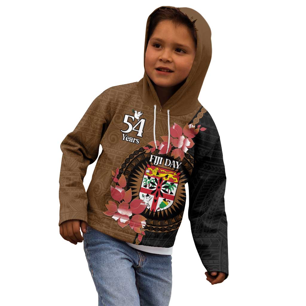 Personalised Fiji Day Kid Hoodie Fijian Tapa Pattern Mix Tagimoucia - Brown Version LT14 - Polynesian Pride