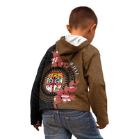 Personalised Fiji Day Kid Hoodie Fijian Tapa Pattern Mix Tagimoucia - Brown Version LT14 - Polynesian Pride