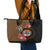 Personalised Fiji Day Leather Tote Bag Fijian Tapa Pattern Mix Tagimoucia - Brown Version