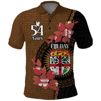 Personalised Fiji Day Polo Shirt Fijian Tapa Pattern Mix Tagimoucia - Brown Version LT14 Brown - Polynesian Pride