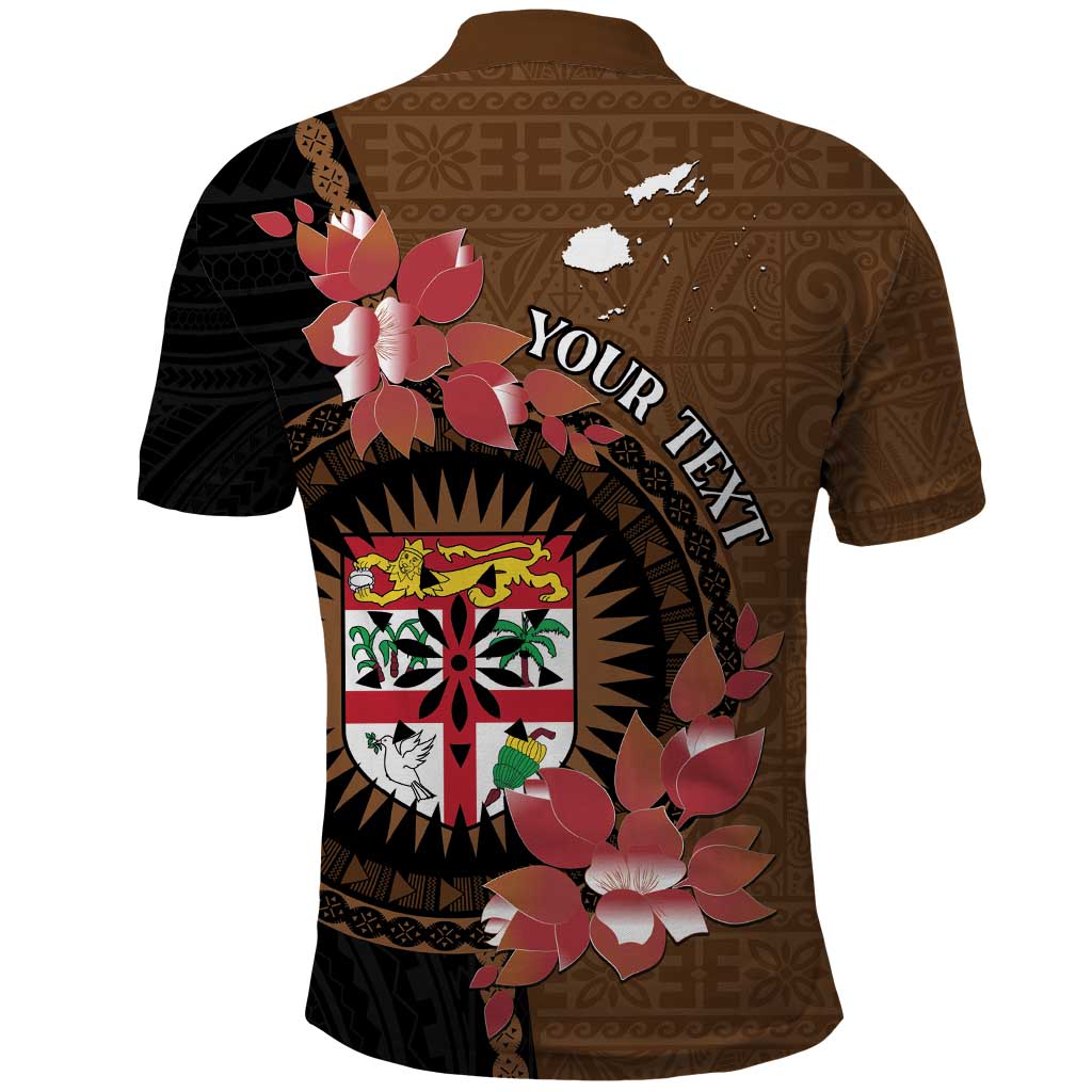 Personalised Fiji Day Polo Shirt Fijian Tapa Pattern Mix Tagimoucia - Brown Version LT14 - Polynesian Pride