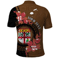 Personalised Fiji Day Polo Shirt Fijian Tapa Pattern Mix Tagimoucia - Brown Version LT14 - Polynesian Pride