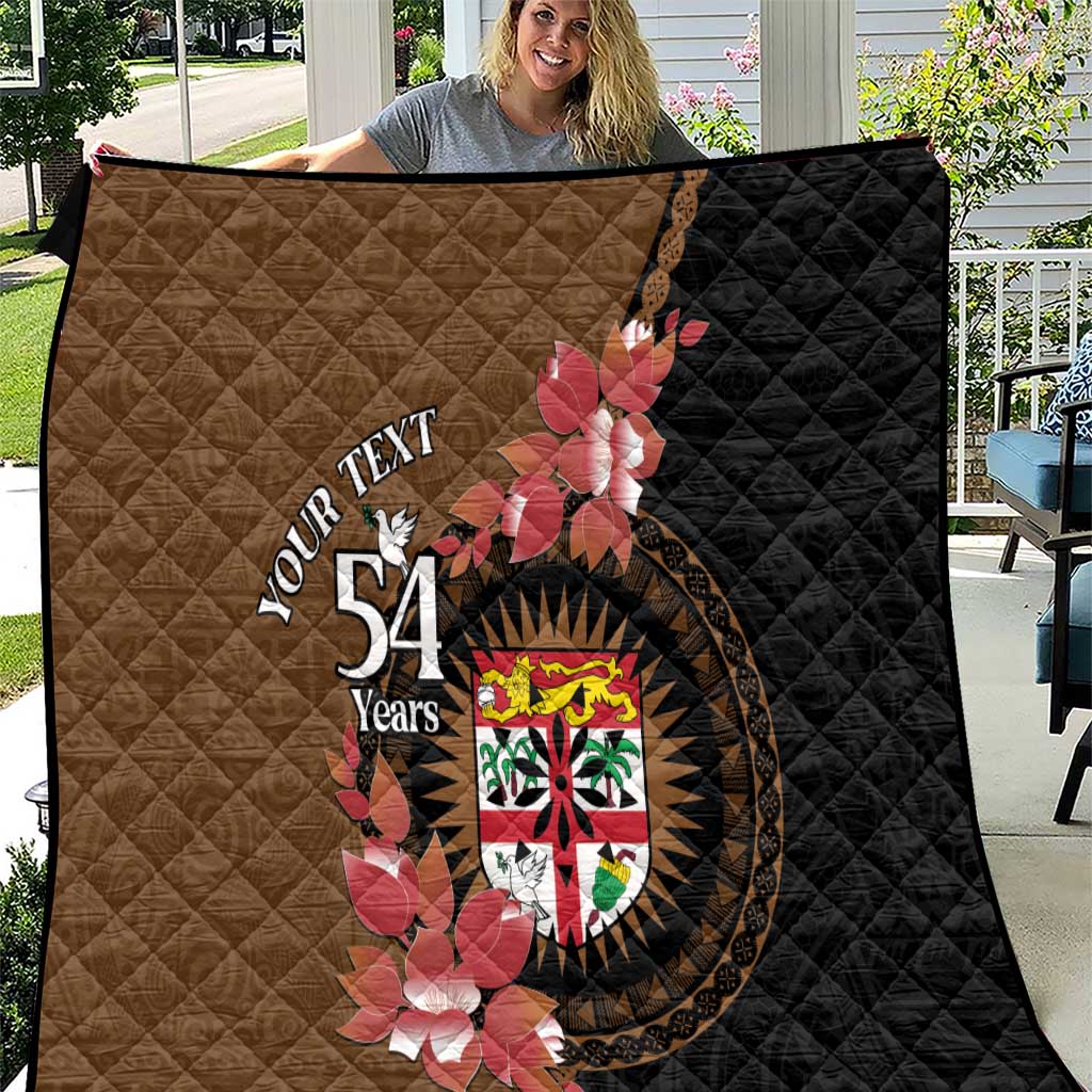 Personalised Fiji Day Quilt Fijian Tapa Pattern Mix Tagimoucia - Brown Version LT14 Brown - Polynesian Pride