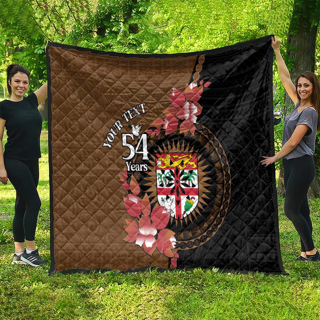 Personalised Fiji Day Quilt Fijian Tapa Pattern Mix Tagimoucia - Brown Version LT14 - Polynesian Pride