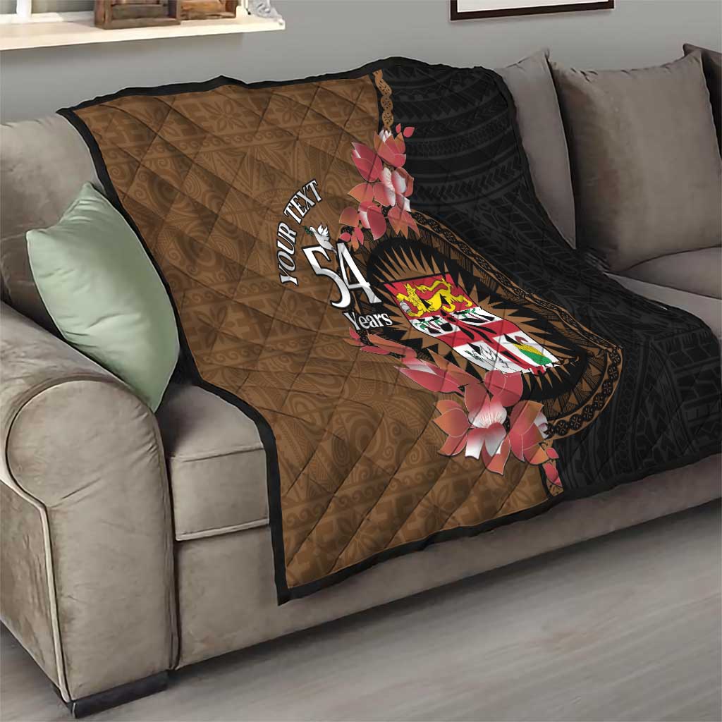 Personalised Fiji Day Quilt Fijian Tapa Pattern Mix Tagimoucia - Brown Version LT14 - Polynesian Pride