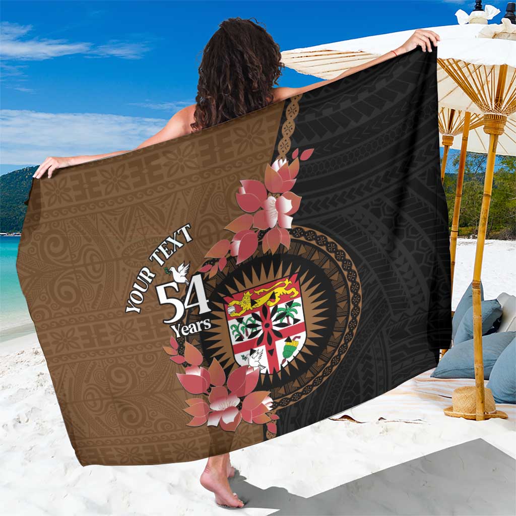 Personalised Fiji Day Sarong Fijian Tapa Pattern Mix Tagimoucia - Brown Version LT14 One Size 44 x 66 inches Brown - Polynesian Pride