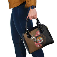 Personalised Fiji Day Shoulder Handbag Fijian Tapa Pattern Mix Tagimoucia - Brown Version LT14 - Polynesian Pride