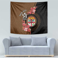 Personalised Fiji Day Tapestry Fijian Tapa Pattern Mix Tagimoucia - Brown Version LT14 - Polynesian Pride