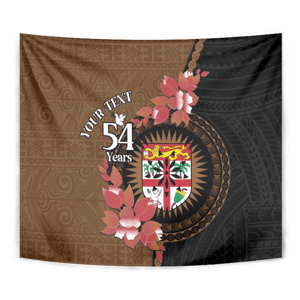 Personalised Fiji Day Tapestry Fijian Tapa Pattern Mix Tagimoucia - Brown Version LT14 - Polynesian Pride