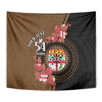 Personalised Fiji Day Tapestry Fijian Tapa Pattern Mix Tagimoucia - Brown Version LT14 - Polynesian Pride